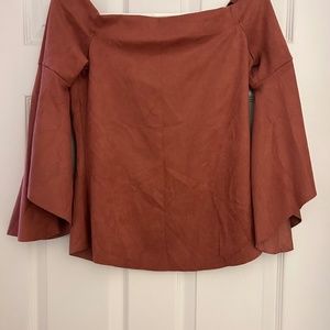 Off Shoulder, Flowy Sleeves Rose Top